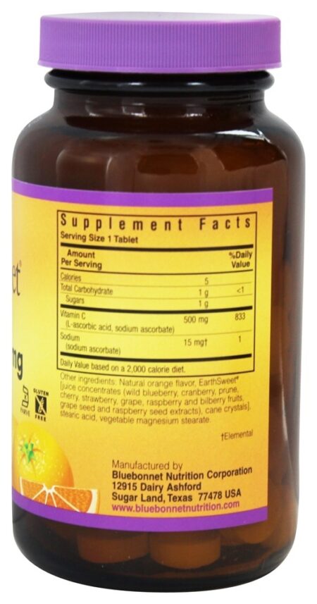 Terra Doce Mastigável Vitamina C Natural Laranja Sabor 500 mg. - 90 comprimidos mastigáveis Bluebonnet Nutrition - Image 2