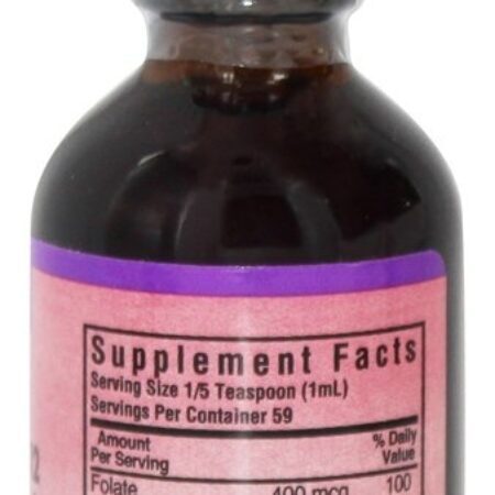 Vitamina B12 Líquida & Ácido Fólico Sabor Framboesa Natural - 2 fl. oz. Bluebonnet Nutrition - Imagem 2