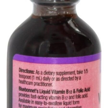 Vitamina B12 Líquida & Ácido Fólico Sabor Framboesa Natural - 2 fl. oz. Bluebonnet Nutrition - Imagem 3