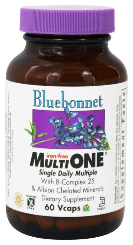 Multi One multivitamínico e multimineral sem ferro - Cápsulas vegetarianas 60 Bluebonnet Nutrition