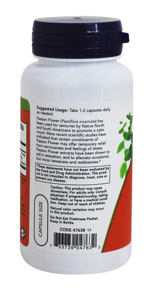 Extrato de Flor de Maracujá 350 mg. - 90 Cápsula (s) vegetal (s) NOW Foods - Imagem 3