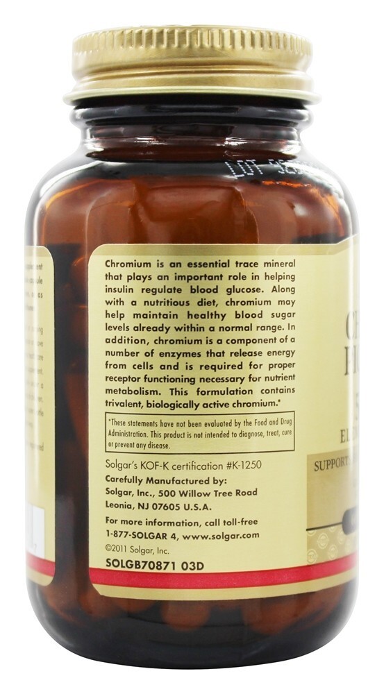 Picolinato de Cromo Trivalente 500 mcg. - Cápsulas vegetarianas 60 Solgar - Imagem 4