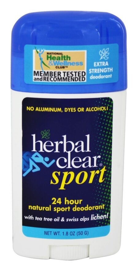 Herbal Clear Vara desodorante esportiva com óleo de e líquen suíço - 1.8 oz. Herbal Clear