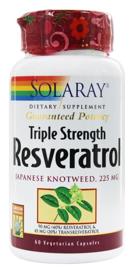 Potência Garantida Resveratrol Knotweed Japonês Tripla Força 225 mg. - Cápsulas vegetarianas 60 Solaray