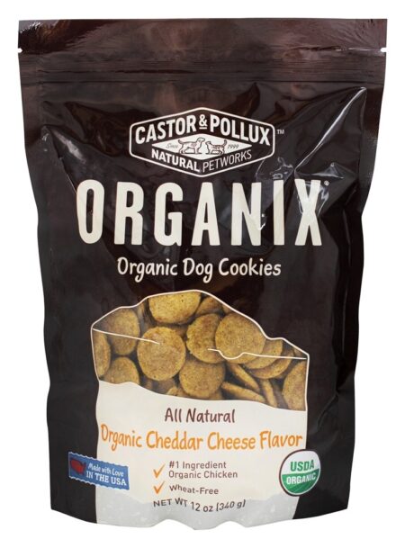 Organix Cookies Orgânicos para Cães Cheddar Sabor a Queijo - 12 oz. Castor & Pollux