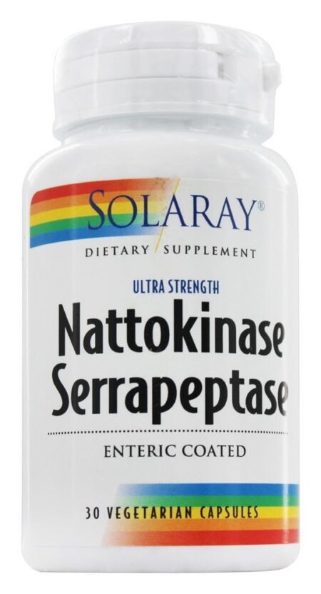 Nattokinase & Serrapeptase Potência Extra Com Revestimento Entérico - Cápsulas vegetarianas 30 Solaray