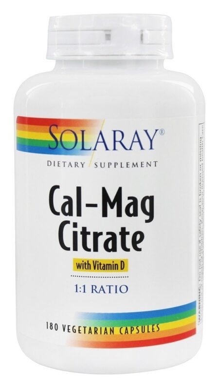 Citrato Cal-Mag com Vitamina D - Cápsulas vegetarianas 180 Solaray