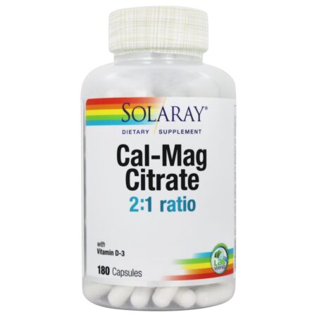 Citrato Cal-Mag com vitamina D3 2 : 1 Ratio - Cápsulas 180 Solaray