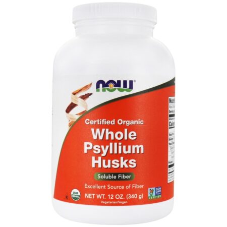 Cascas orgânicas de psyllium inteiras - 12 oz. NOW Foods