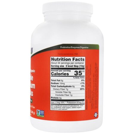 Cascas orgânicas de psyllium inteiras - 12 oz. NOW Foods - Image 2