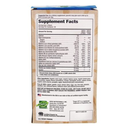 Yummi Bears Organics Multivitamínico Completo - 90 Gummies Hero Nutritionals Products - Image 3