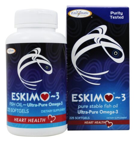 Eskimo-3 Óleo de Peixe Naturalmente Estável Ultra-Pure Omega-3 - 225 Softgels Enzymatic Therapy