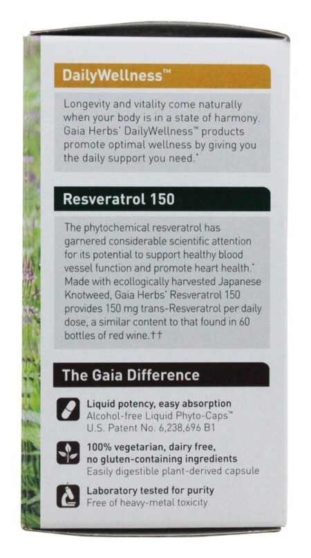 Resveratrol 150 Fito-Caps Líquidos - Cápsulas vegetarianas 50 Gaia Herbs - Image 4