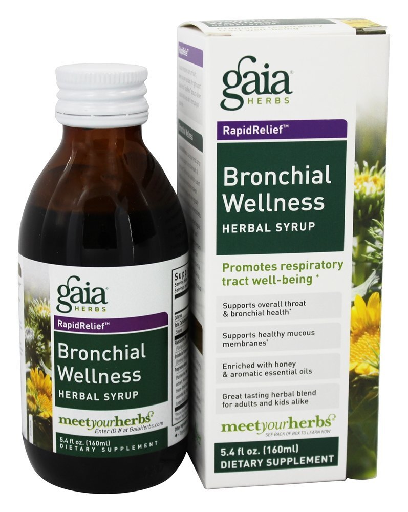 Rapid Relief Imune Apoio Bronquial Bem-Estar Xarope de ervas - 5.4 oz. Gaia Herbs