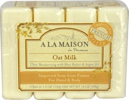 A La Maison Traditional French Milled Hand & Body Bar Soap Oat Milk -- 4 Bars