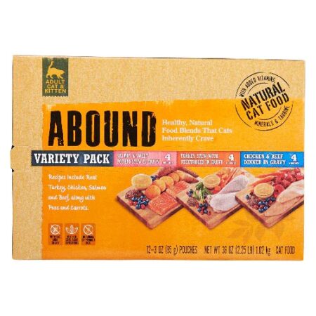 Abound Cat Food 3 Flavor Variety Pack -- 12 Pouches