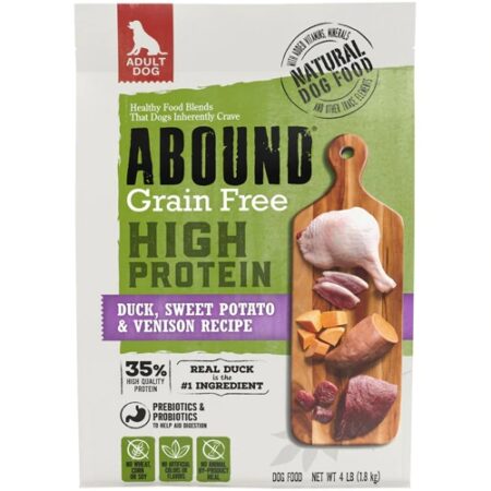 Abound High Protein Grain Free Adult Dog Food Duck Sweet Potato & Venison -- 4 lbs