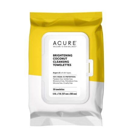 Acure Brightening Towelettes Coconut -- 30 Towelettes