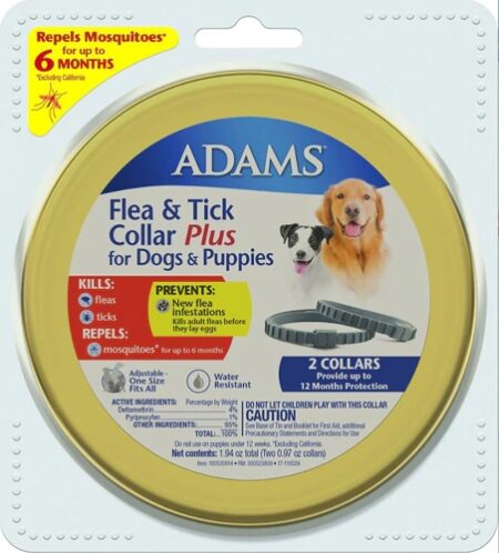 Adams Flea and Tick Collar Plus For Dogs and Puppies -- 2 Collars