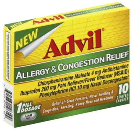 Advil Allergy & Congestion Relief -- 10 Coated Tablets