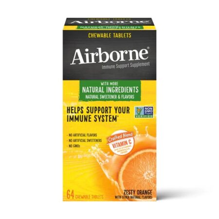 Airborne Vitamin C Blend Zesty Orange -- 64 Chewable Tablets