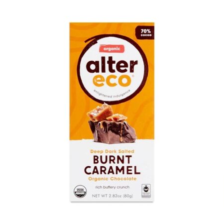 Alter Eco Organic Chocolate Bar Deep Dark Salted Burnt Caramel -- 2.82 oz