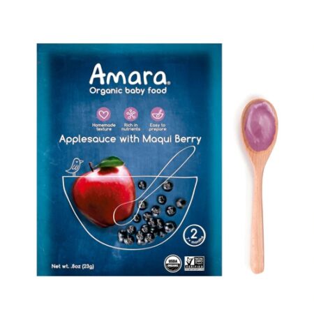 Amara Organic Baby Food Applesauce with Maqui Berry -- 5 Pouches