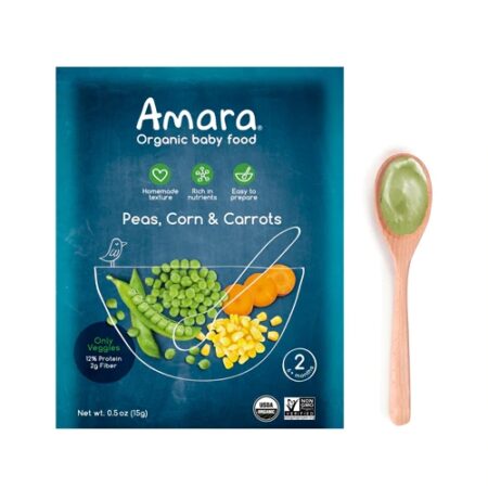 Amara Organic Baby Food Peas, Corn & Carrots -- 5 Pouches