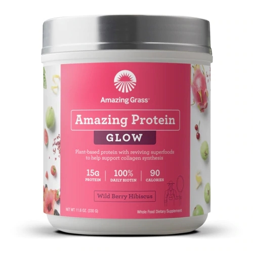 Amazing Grass Amazing Protein Glow Wild Berry Hibiscus - 15 Porções: Energia e Bem-Estar em Cada Dose