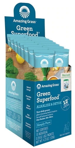 Amazing Grass Green SuperFood Alkalize & Detox - 15 Sachês de Bem-Estar e Vitalidade
