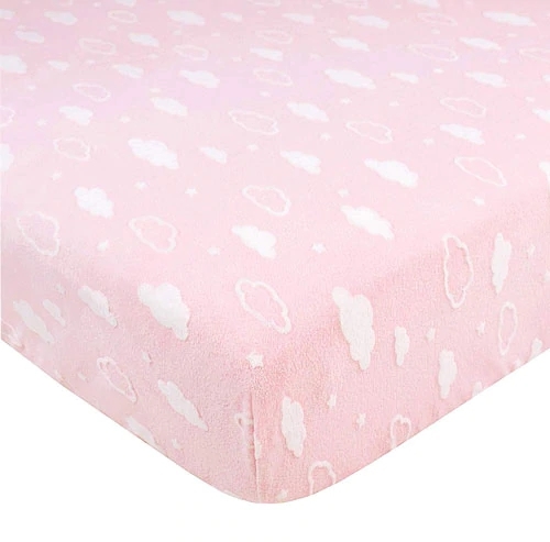 Lençol de Berço American Baby Heavenly Soft Chenille Nuvem 3D Rosa - Tamanho Padrão (1 Lençol)