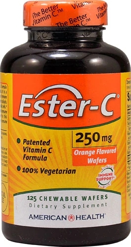 American Health Ester-C® Laranja 250mg - 125 Wafers Mastigáveis