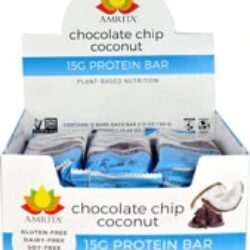 Barra de Proteína Amrita Gluten Free Chocolate Chip Coconut 15g Proteína - 12 Unidades (Aprox. 60g cada)