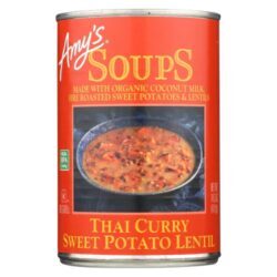 Amy's Soups Curry Tailandês Batata Doce Lentilha 411g - Refeição Vegetariana Saborosa