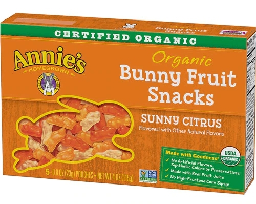 Annie's Homegrown Snack Orgânico de Frutas Coelhinhos Cítricos - Lanche Saudável Infantil com Vitamina C, 5 Sachês