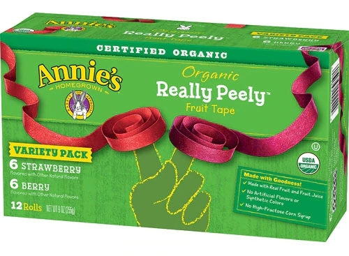 Fita de Fruta Orgânica Annie's Homegrown Really Peely Morango & Frutas Vermelhas - 12 Rolos - Lanche Saudável Infantil com Vitamina C