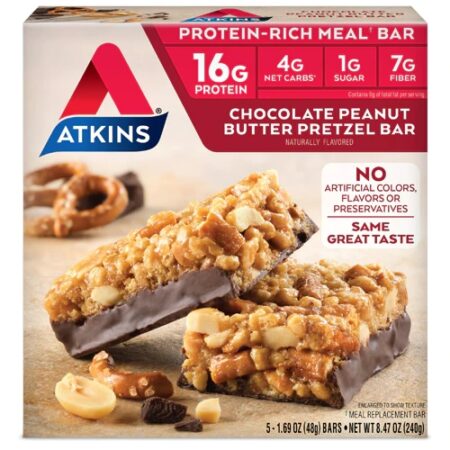 Atkins Meal Bar Chocolate Peanut Butter Pretzel -- 5 Bars