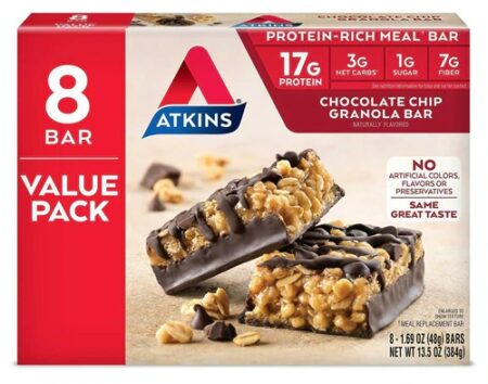 Atkins Meal Bar Value Pack Chocolate Chip Granola -- 8 Bars