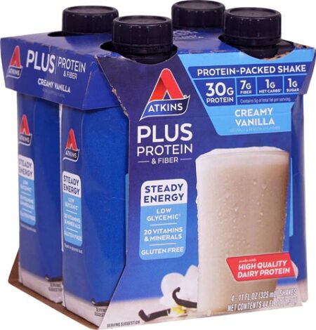 Atkins Protein Plus RTD Creamy Vanilla -- 4 Bottles