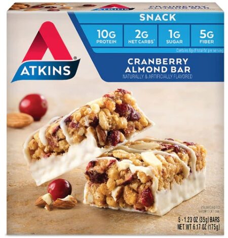 Atkins Snack Bar Cranberry Almond -- 5 Bars