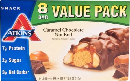 Atkins Snack Bar Value Pack Caramel Chocolate Nut Roll -- 8 Bars