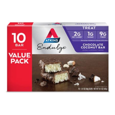 Atkins Treat Endulge Bars Value Pack Chocolate Coconut -- 10 Bars