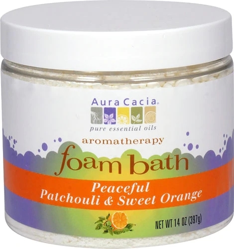 Aura Cacia Espuma de Banho Patchouli e Laranja Doce 397g - Relaxamento Profundo e Bem-Estar