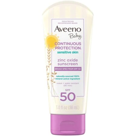 Aveeno Baby Continuous Protection® Sensitive Skin Zinc Oxide Sunscreen SPF 50 -- 3 fl oz