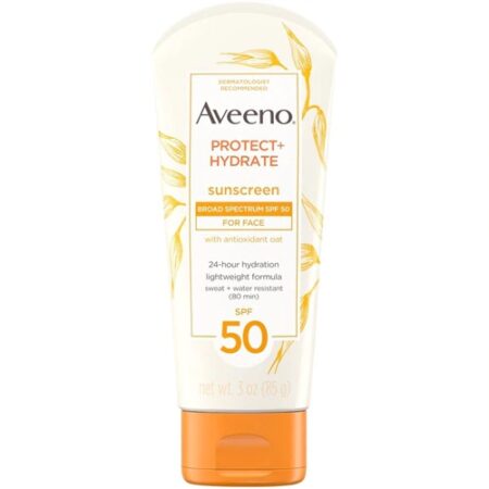 Aveeno Protect + Hydrate Lotion Sunscreen with Broad Spectrum SPF 50, For Face -- 3 oz