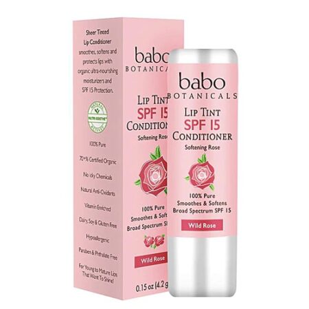 Babo Botanicals Lip Tint SPF 15 Wild Rose -- 0.15 oz