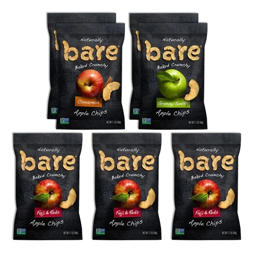 Chips de Frutas Assadas Bare Baked Variedade - Pacote com 6 Unidades | Snack Saudável e Crocante