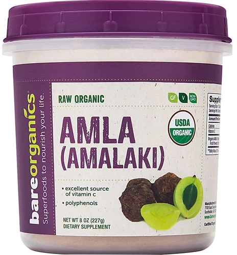 Amla Orgânico em Pó Puro BareOrganics - 227g (Amalaki Indiano)