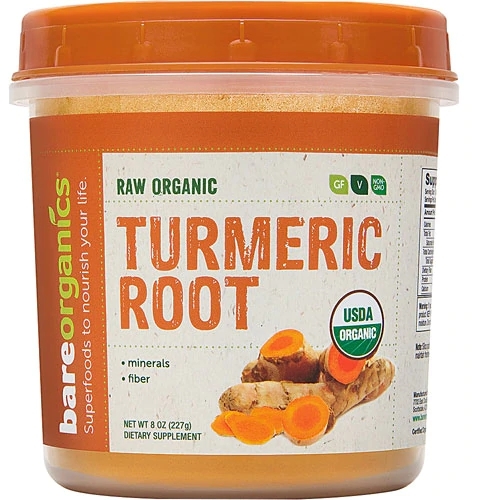 Pó de Raiz de Cúrcuma Orgânica Crua BareOrganics - 227g (8 oz) - Potência Natural para Sua Saúde