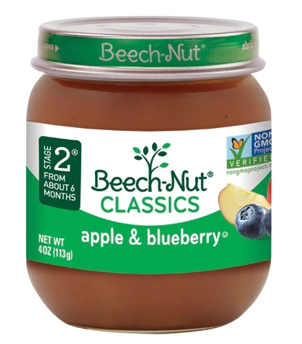 Beech-Nut Classics Purê de Maçã e Blueberry para Bebês - 10 Potes de 113g Cada